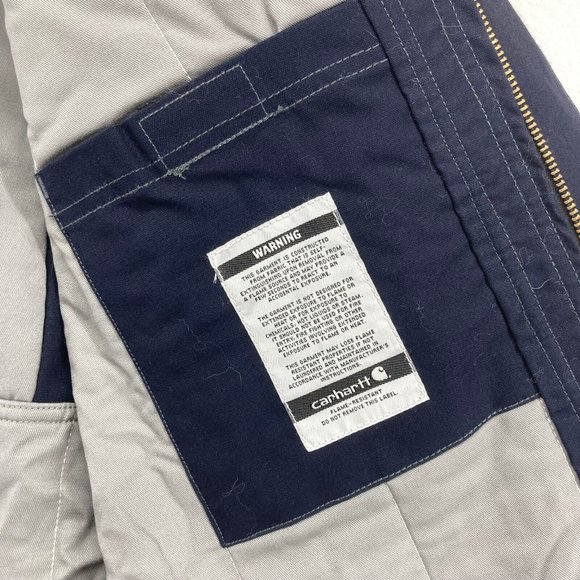 Carhartt Men's Navy Fire Resistant Full Swing Jacket Duck Coat 102182-410 M NWT - Picture 7 of 14
